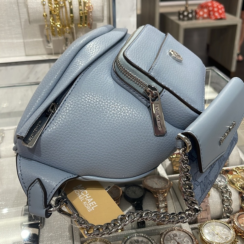Michael Kors Maisie Lg Leather 2-in-1 Sling Pack Fanny Waist Bag Crossbody Belt - Picture 8 of 16